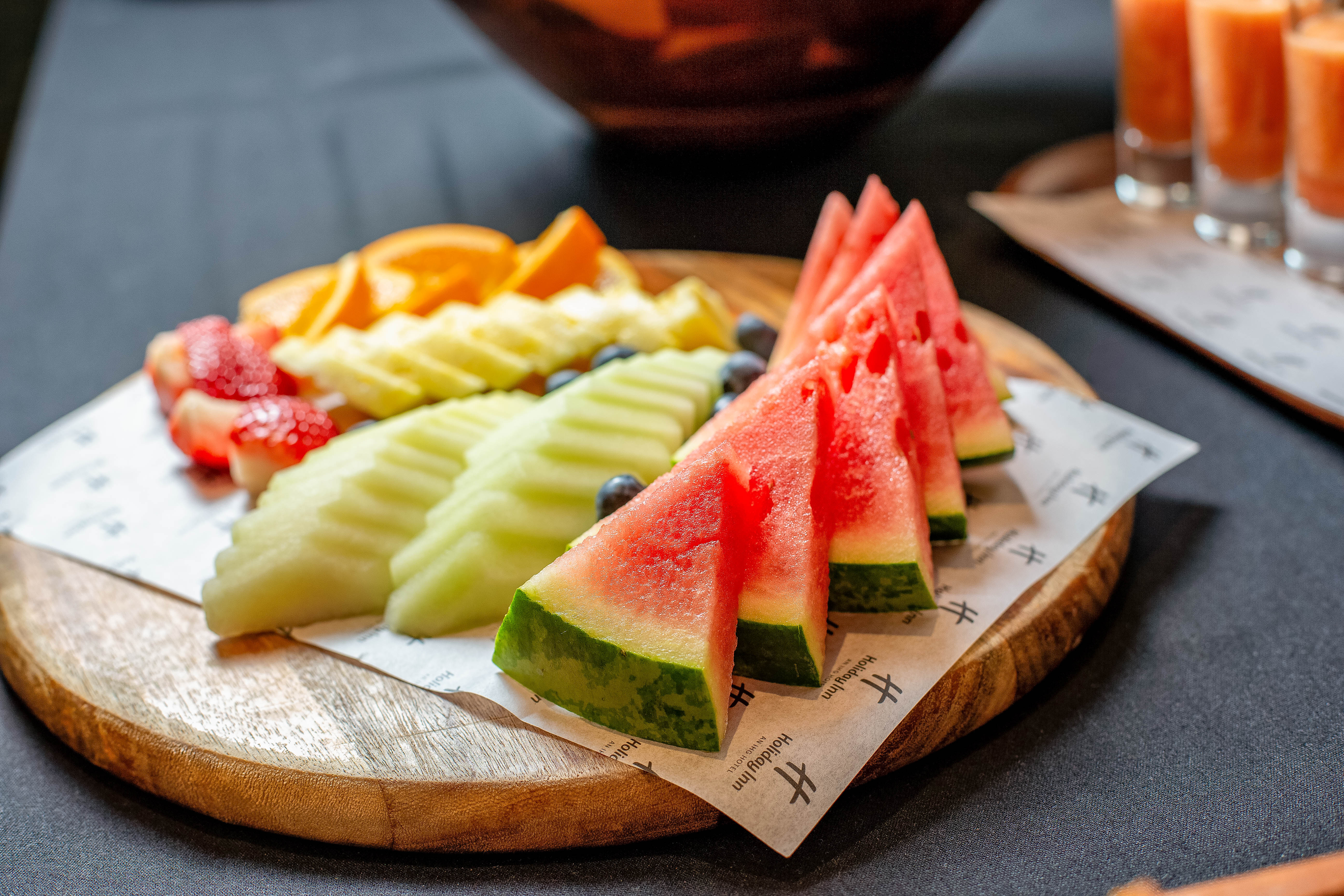 Balmoral Suite fruit platter at Holiday Inn Kensington, ideal for events and networking.