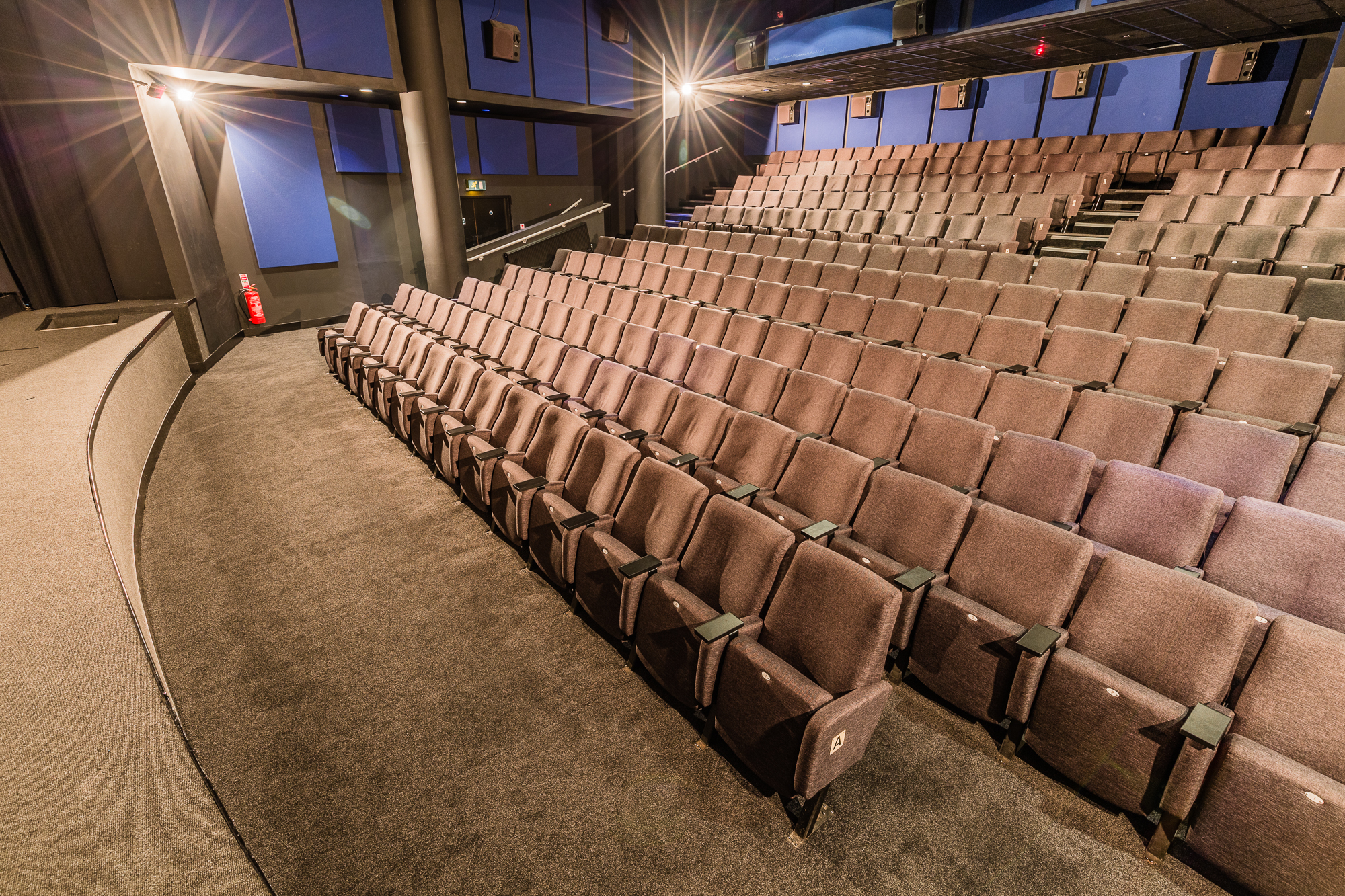 Curzon Soho cinema screen, tiered seating, film screening