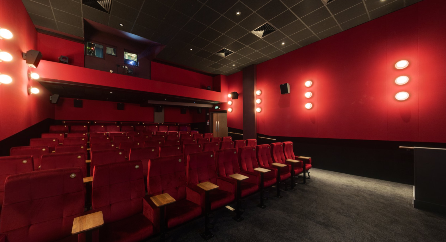 Curzon Soho Cinema Screen Two with plush red seating for intimate film screenings and events.