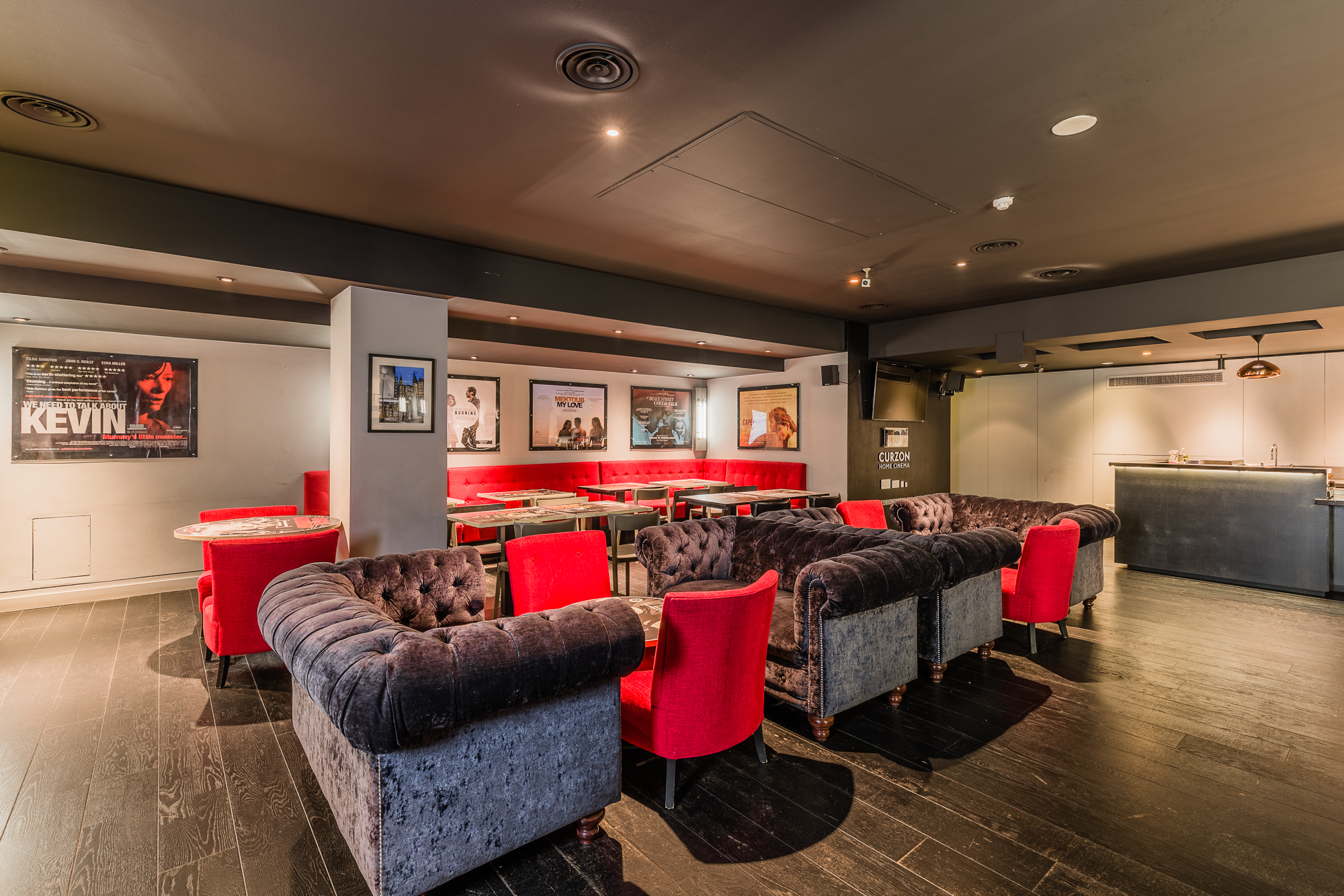 Curzon Soho bar area with plush seating, perfect for networking events and receptions.