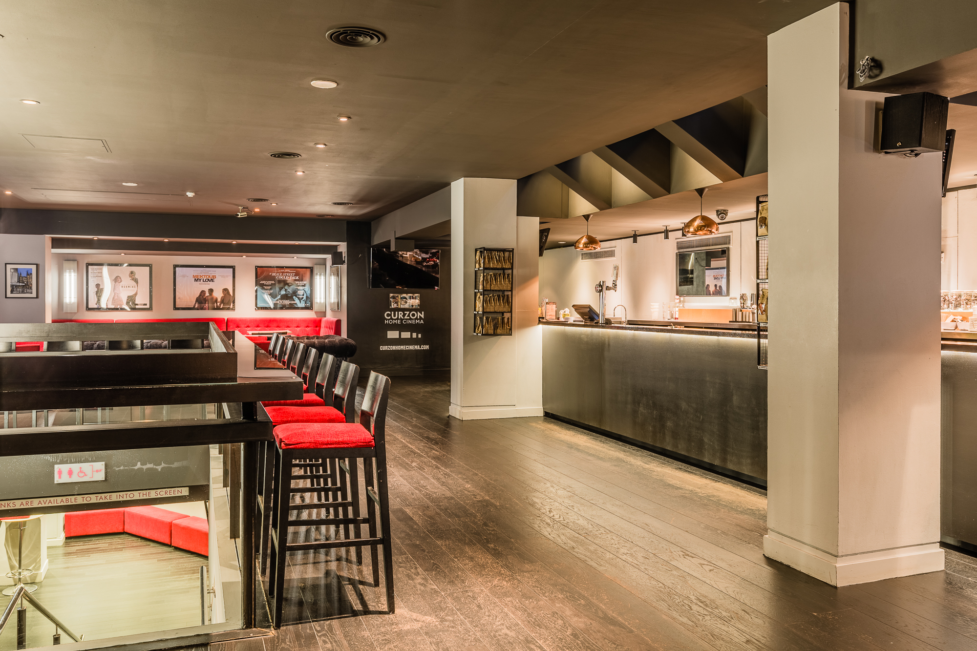 Curzon Soho bar area, modern event space for networking and cocktail receptions.