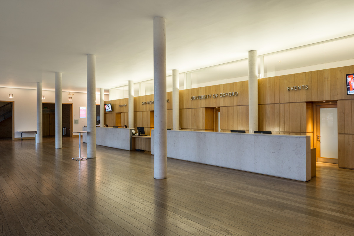 Nelson Mandela Lecture Theatre reception, modern design for conferences and corporate events.