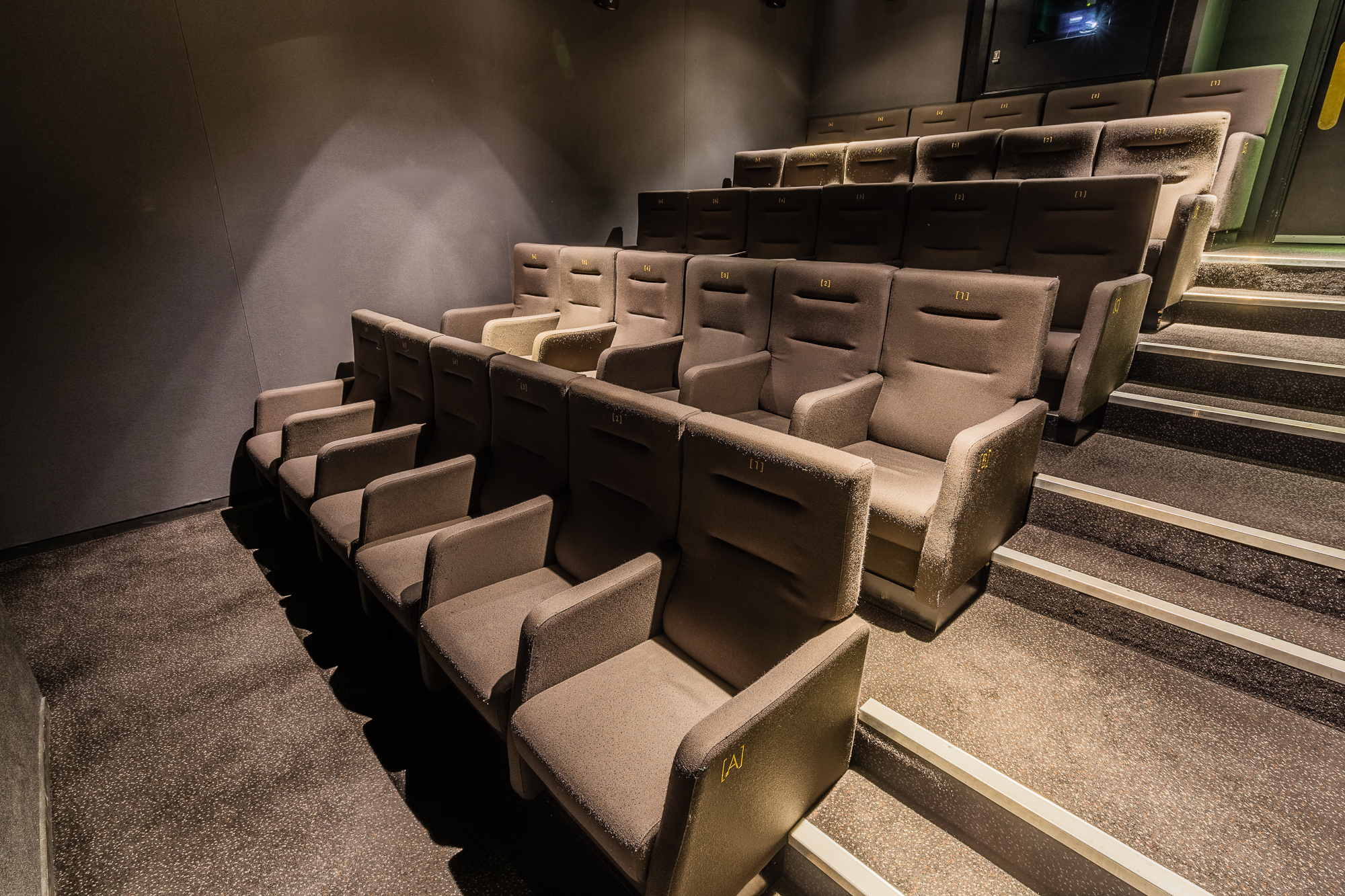 Modern tiered seating in Curzon Bloomsbury for corporate events and presentations.