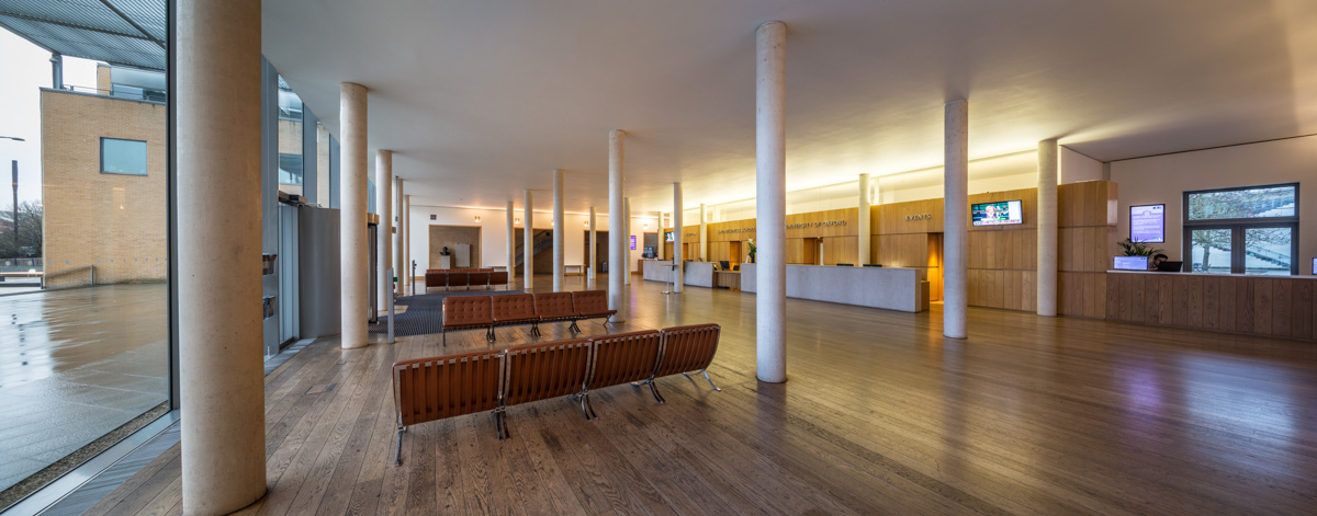 Edmond Safra Lecture Theatre lobby, modern design for conferences and events.