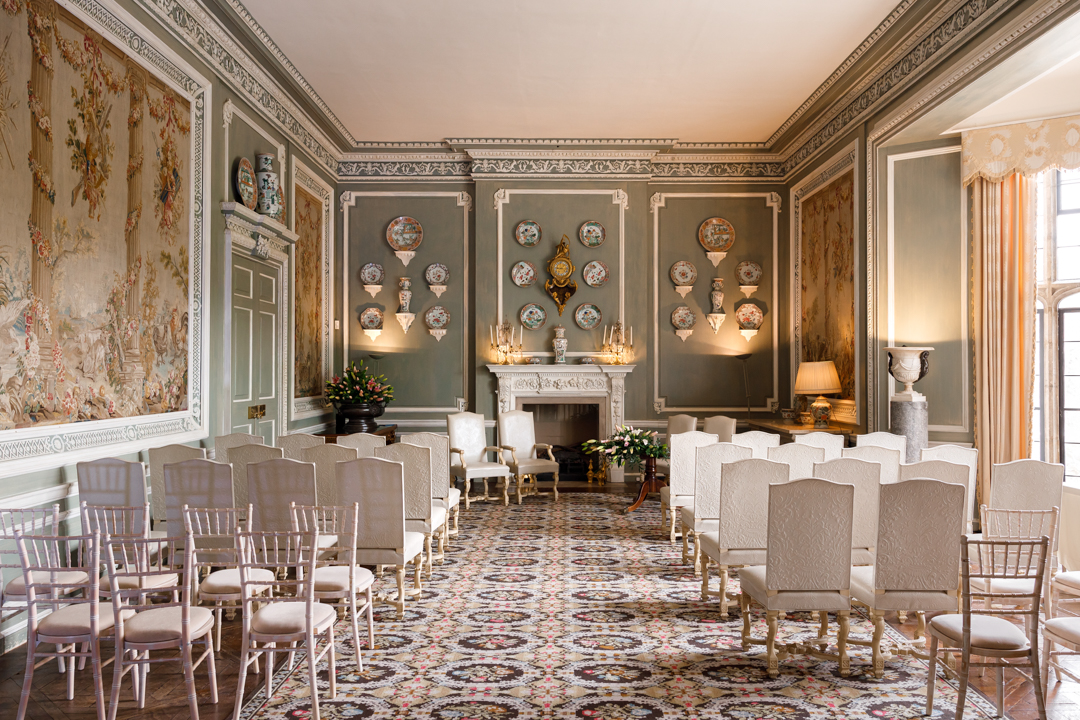 Elegant dining room at Leeds Castle, perfect for intimate gatherings and ceremonies.