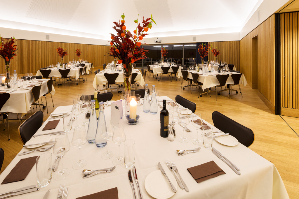 Pyramid Dining Room at Saïd Business School, elegant dining space for corporate events and weddings.