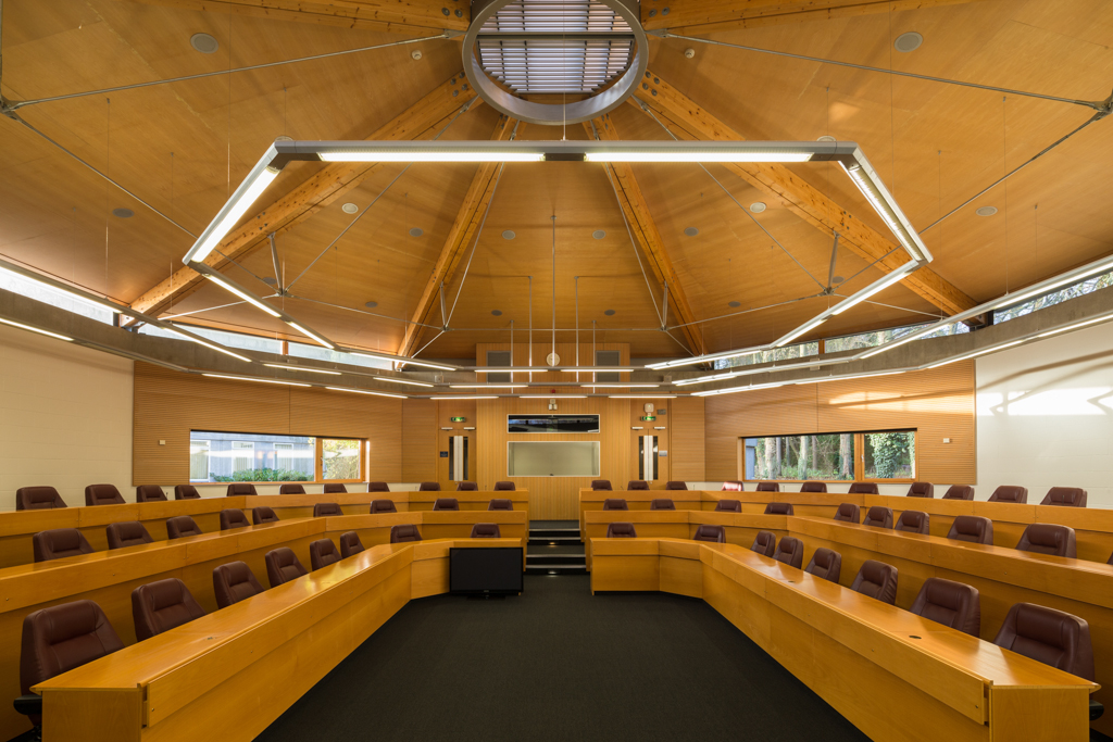 Clifford Barclay Lecture Theatre, modern tiered seating for presentations at Oxford.
