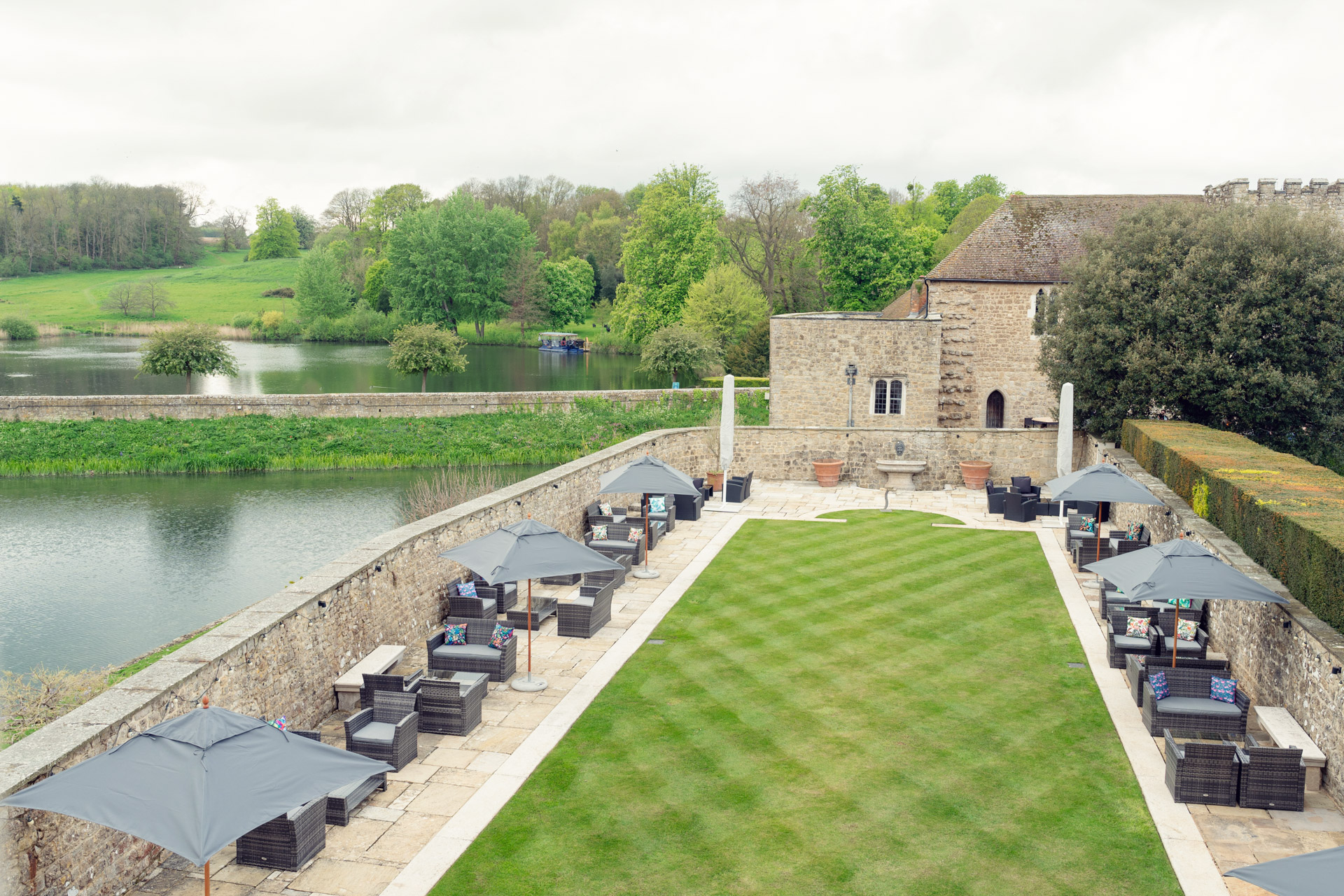 Maiden's Tower at Leeds Castle, elegant outdoor venue for corporate events and gatherings.