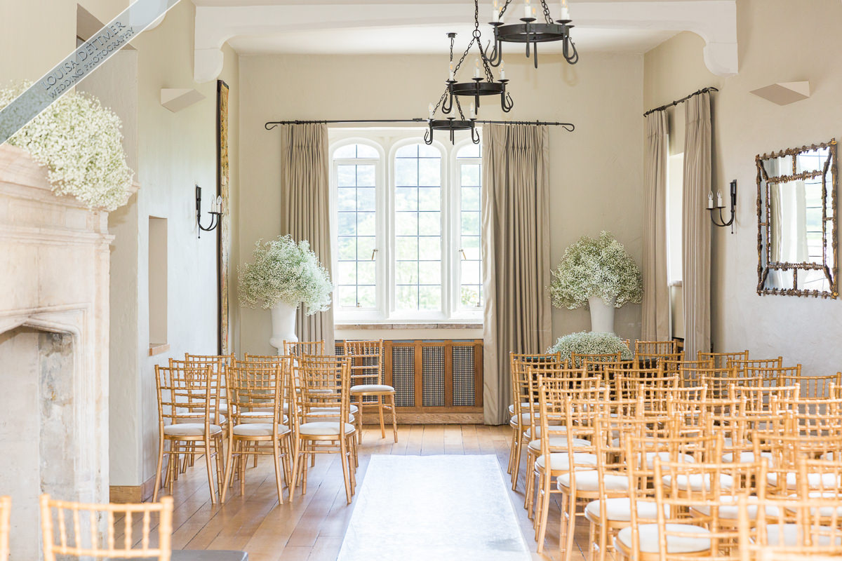 Maiden's Tower event space with elegant wooden chairs, perfect for weddings and gatherings.