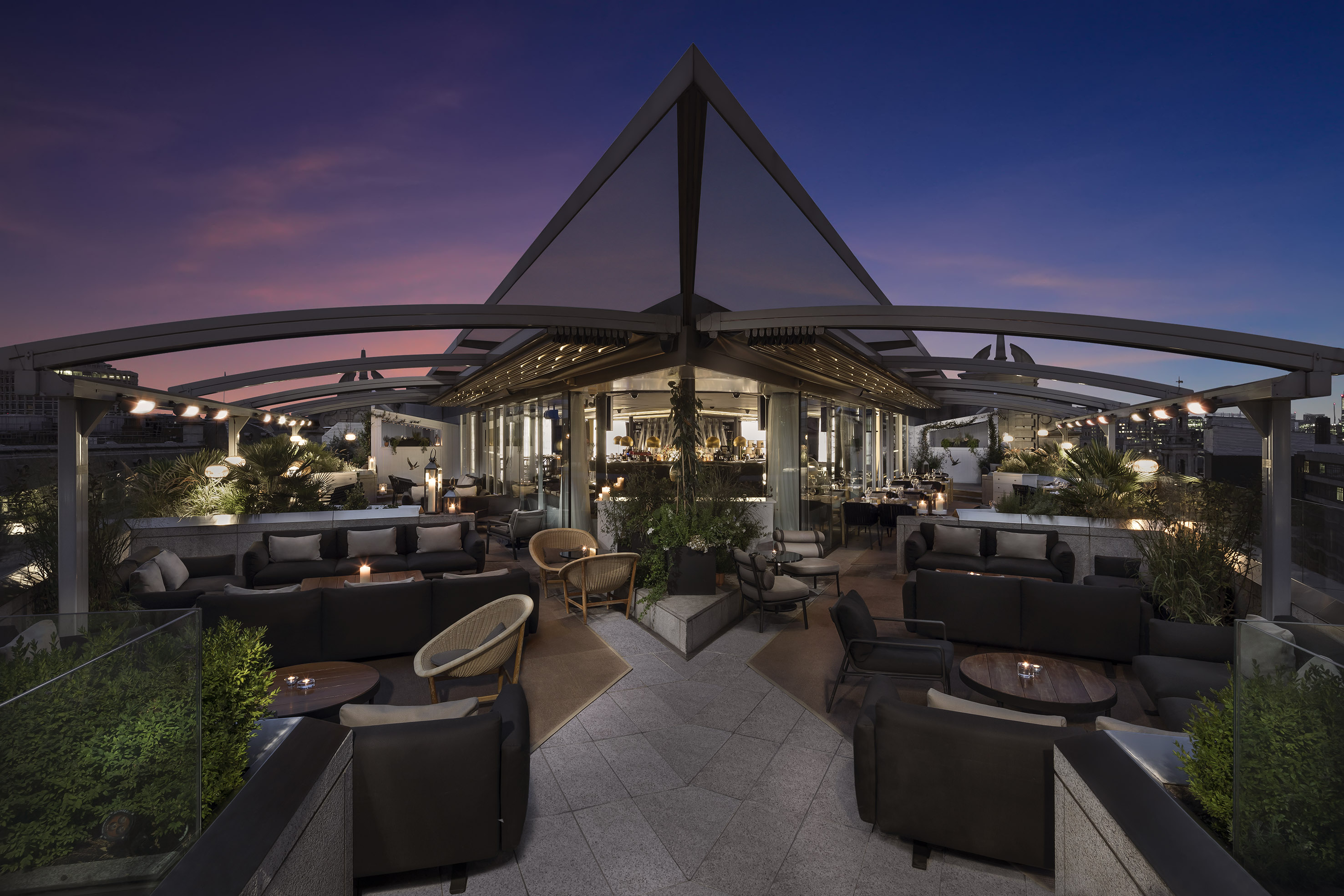 Stylish rooftop venue in London with panoramic views for upscale events and gatherings.