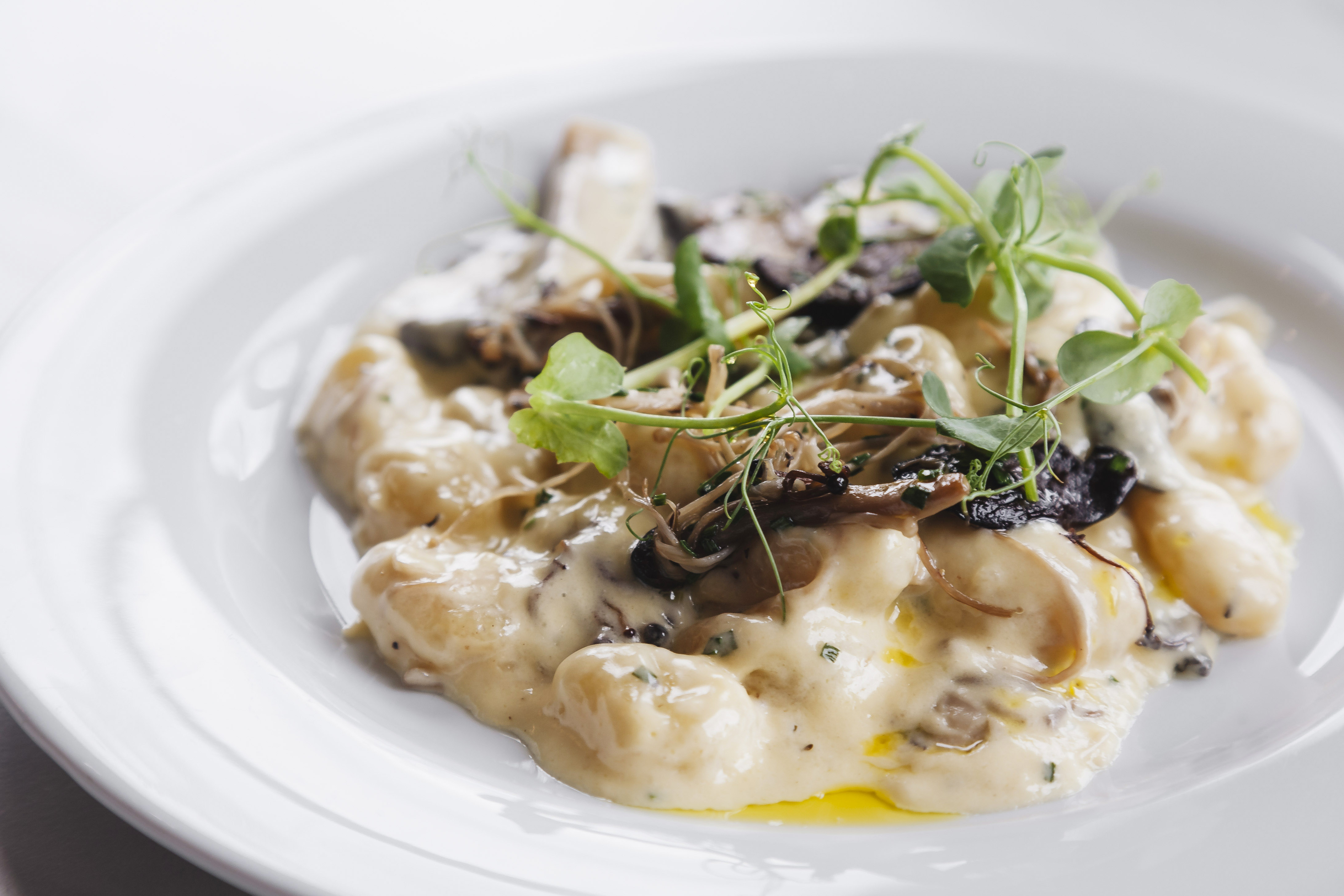Creamy gnocchi with mushrooms at Oatlands Park Hotel for events and meetings.