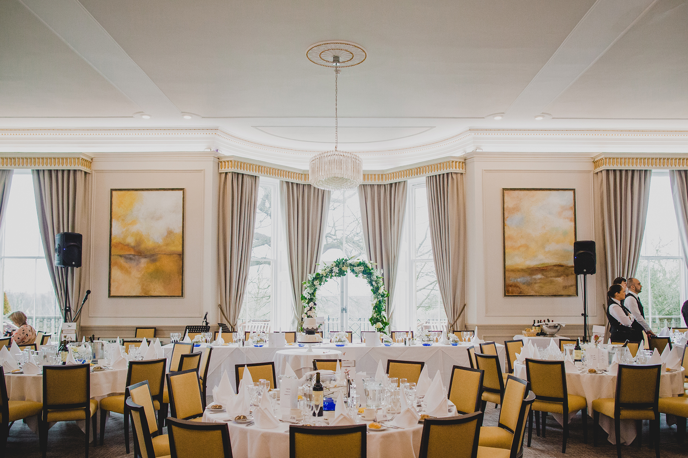 Elegant banquet room at Mulberry Restaurant, perfect for weddings and corporate events.
