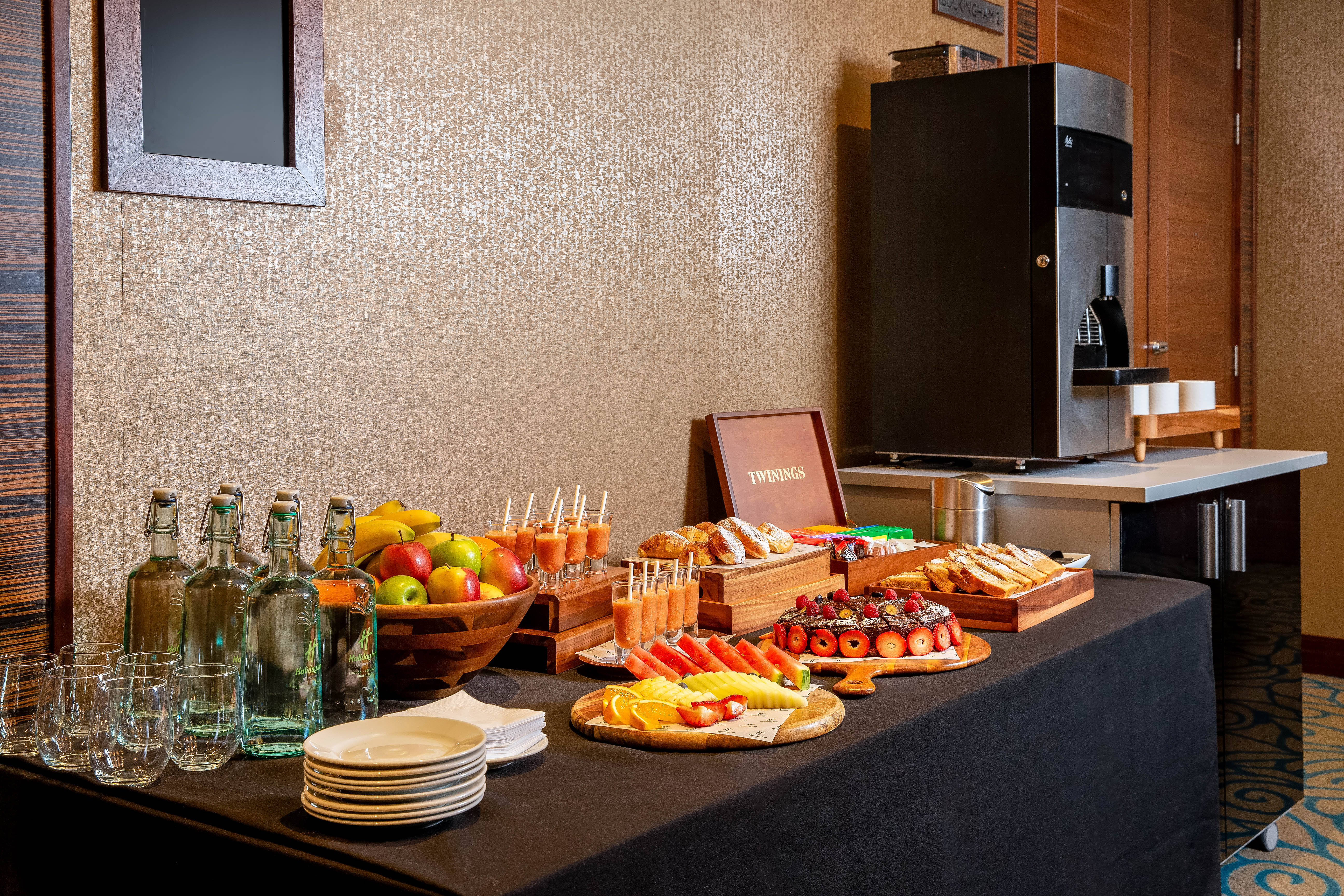 Buckingham Suite catering setup at Holiday Inn Kensington, ideal for meetings and events.