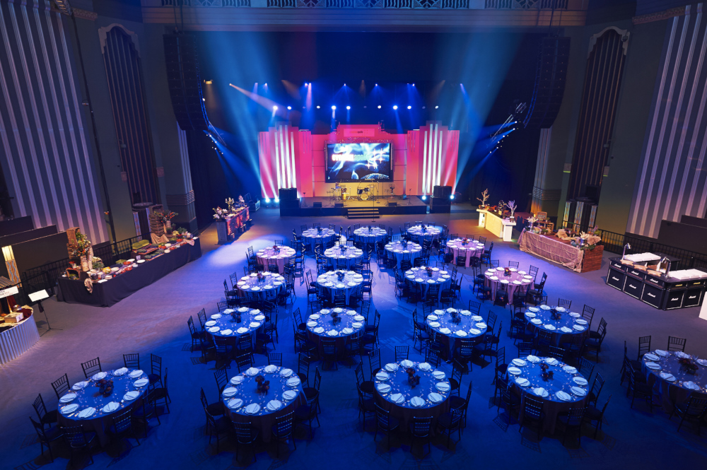 Whole Venue at Eventim Apollo, Hammersmith - elegant dining setup for gala events.