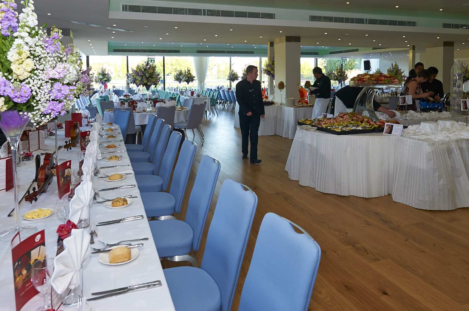 Thames View Suite event space with elegant tables, ideal for networking and celebrations.