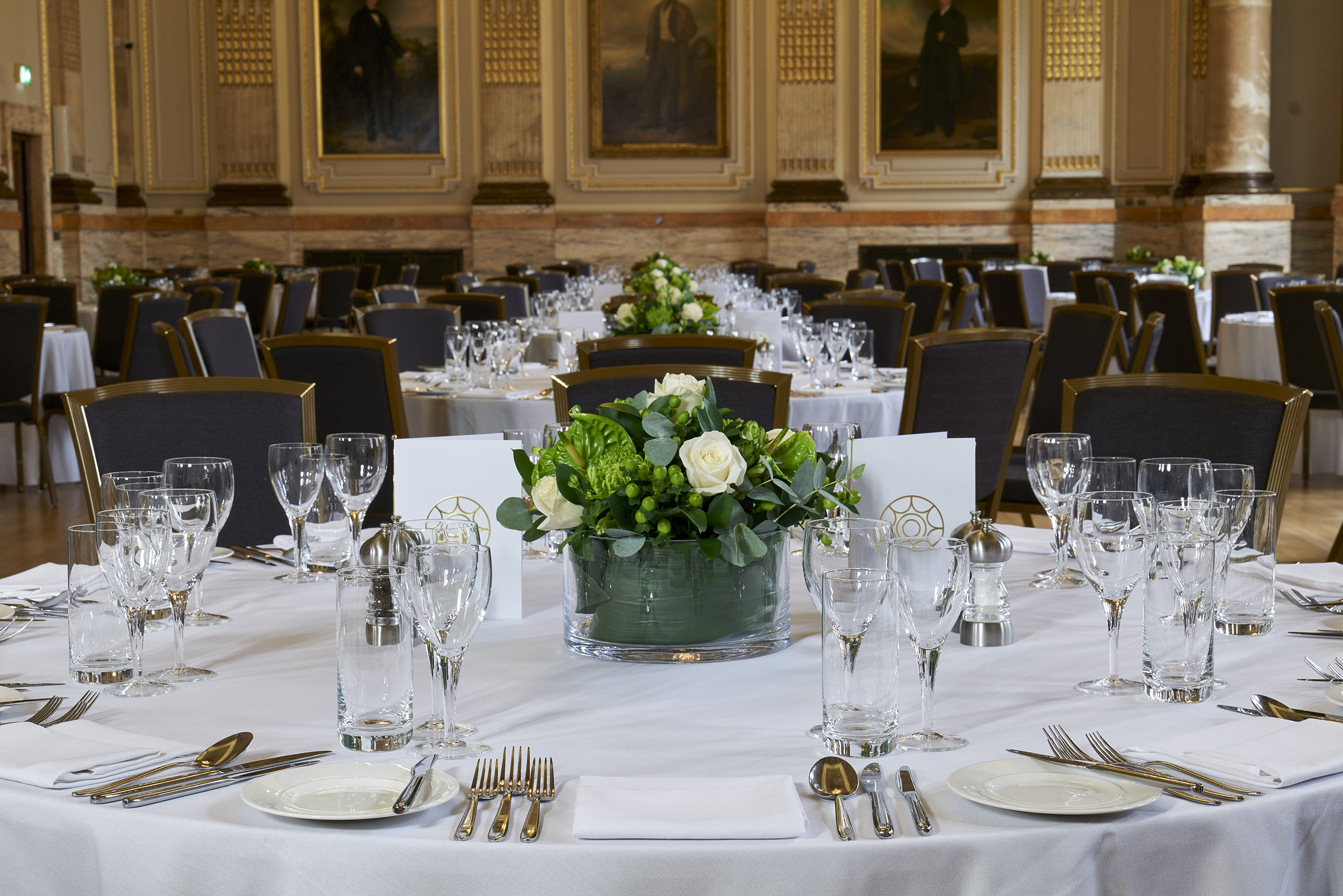 Elegant banquet hall at One Great George Street, ideal for weddings and corporate events.