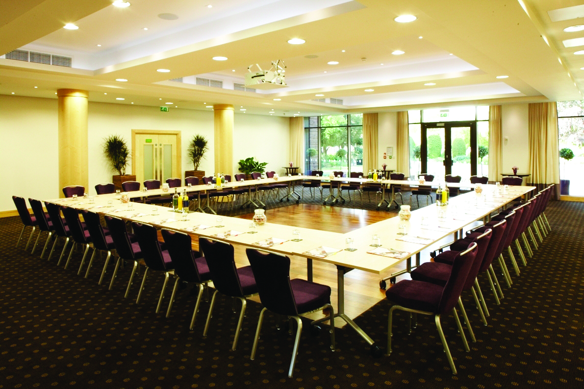 Wimbledon Room at The Lensbury: U-shaped meeting space for corporate events and workshops.