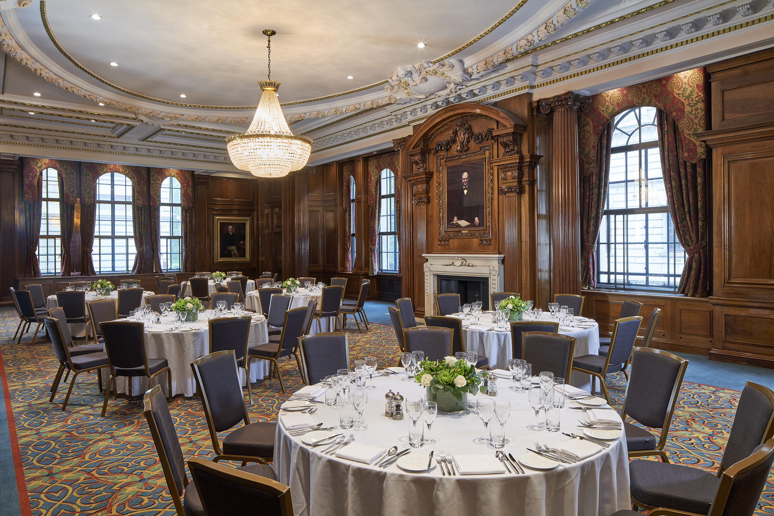 Elegant Smeaton Room with fine dining setup for corporate events and upscale dinners.