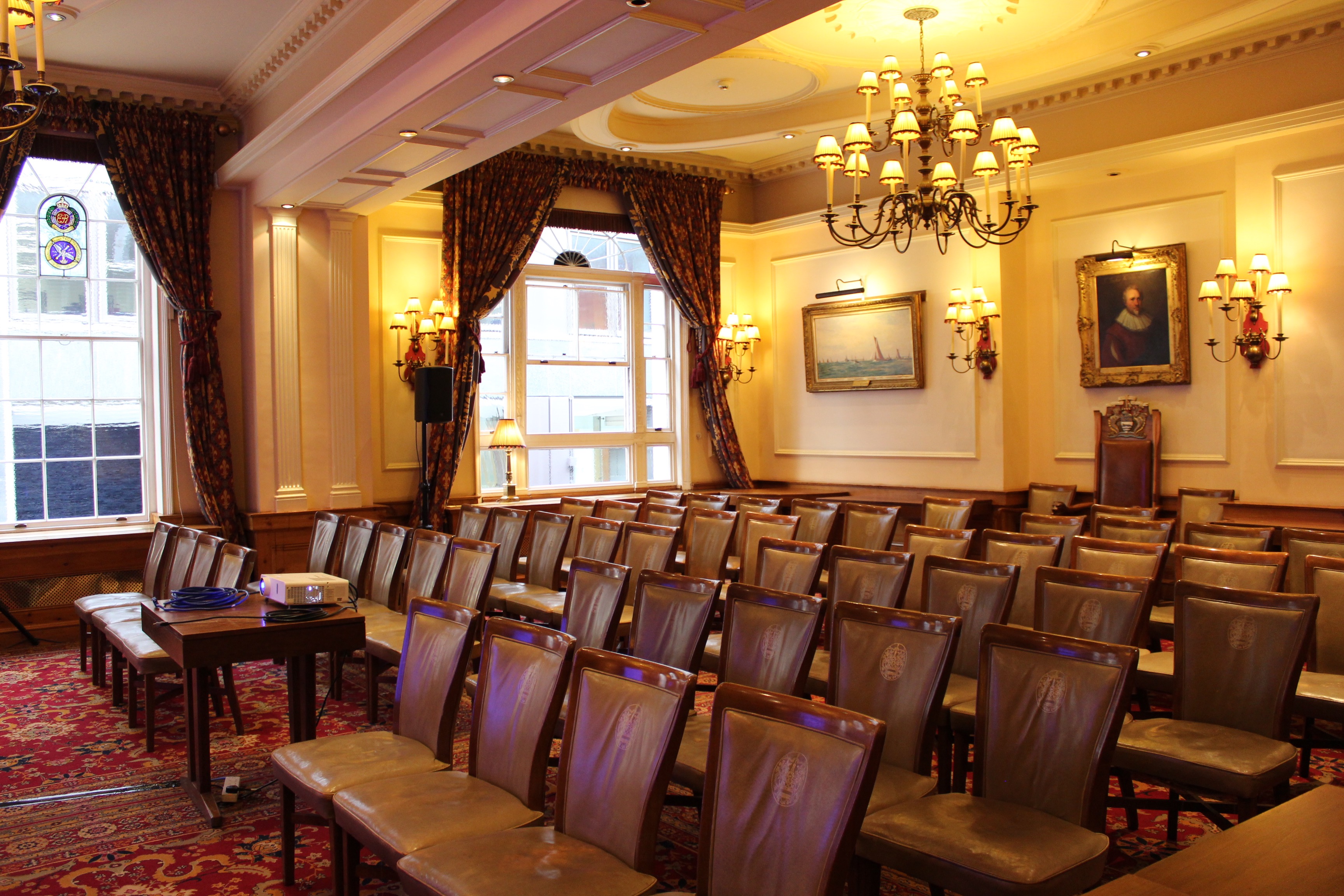 Freemen's Room at Watermen's Hall, elegant decor for corporate events and seminars.