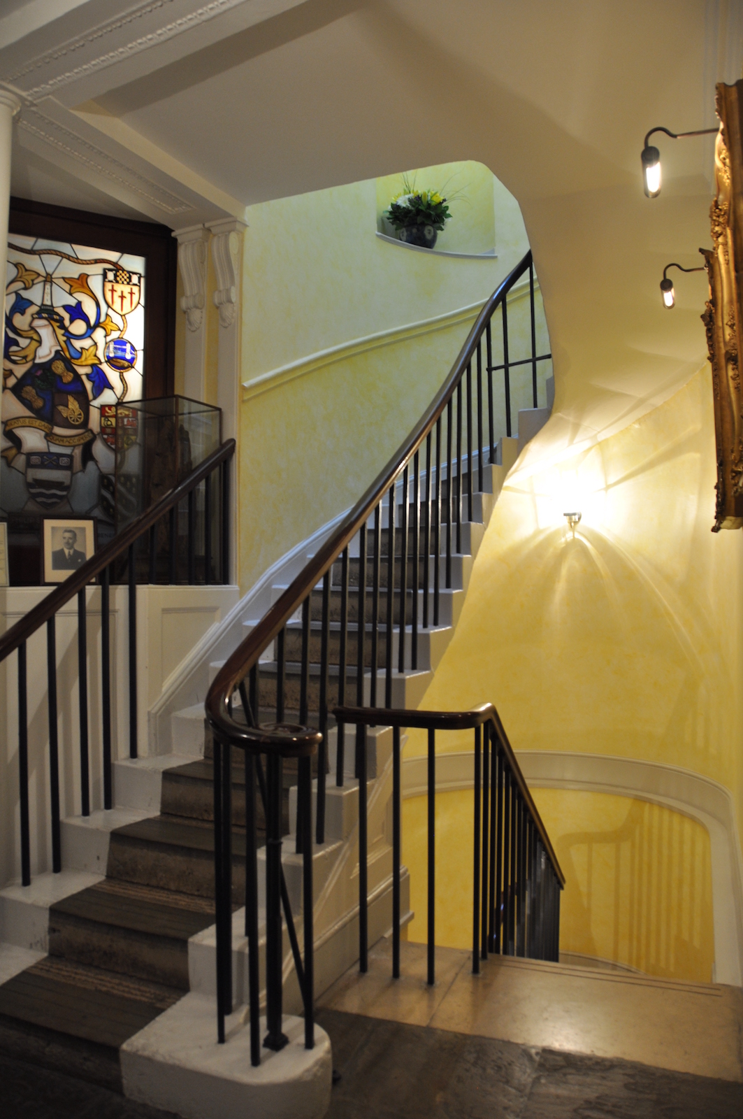 Elegant staircase in Silver Room, Watermen's Hall for formal events and receptions.