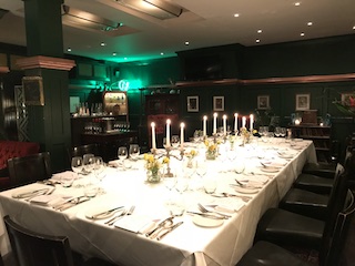 L'Escargot private dining, candlelight, gala, event