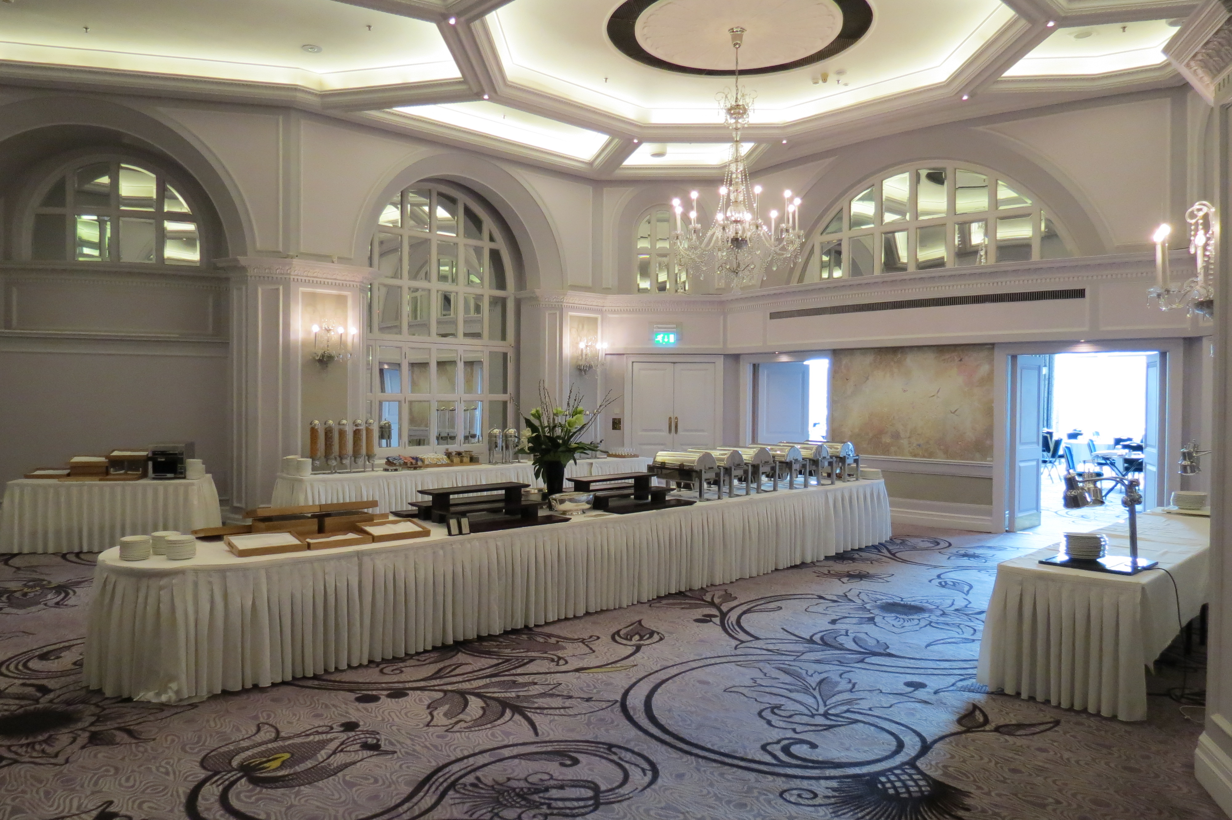 Wellington Ballroom at London Hilton, elegant decor for meetings and banquets.