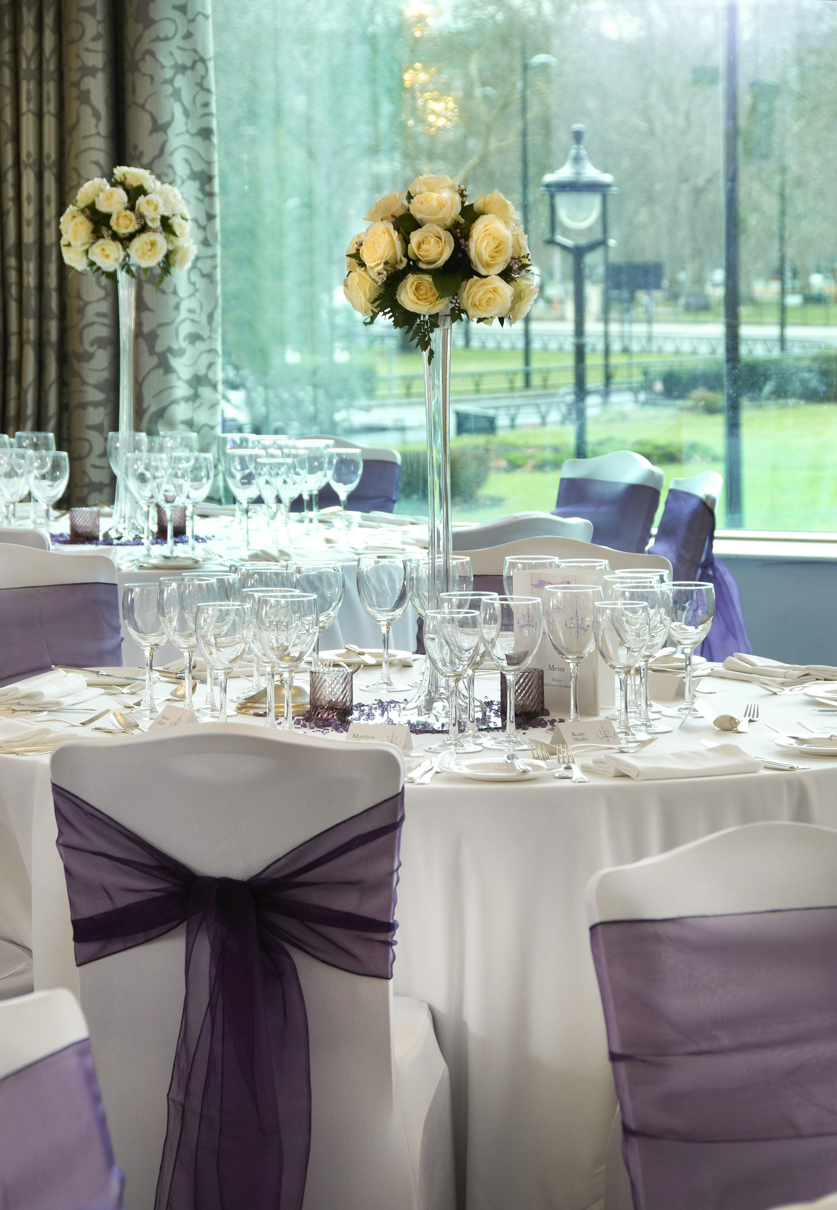 Elegant banquet table in Wellington Ballroom, ideal for weddings and corporate events.