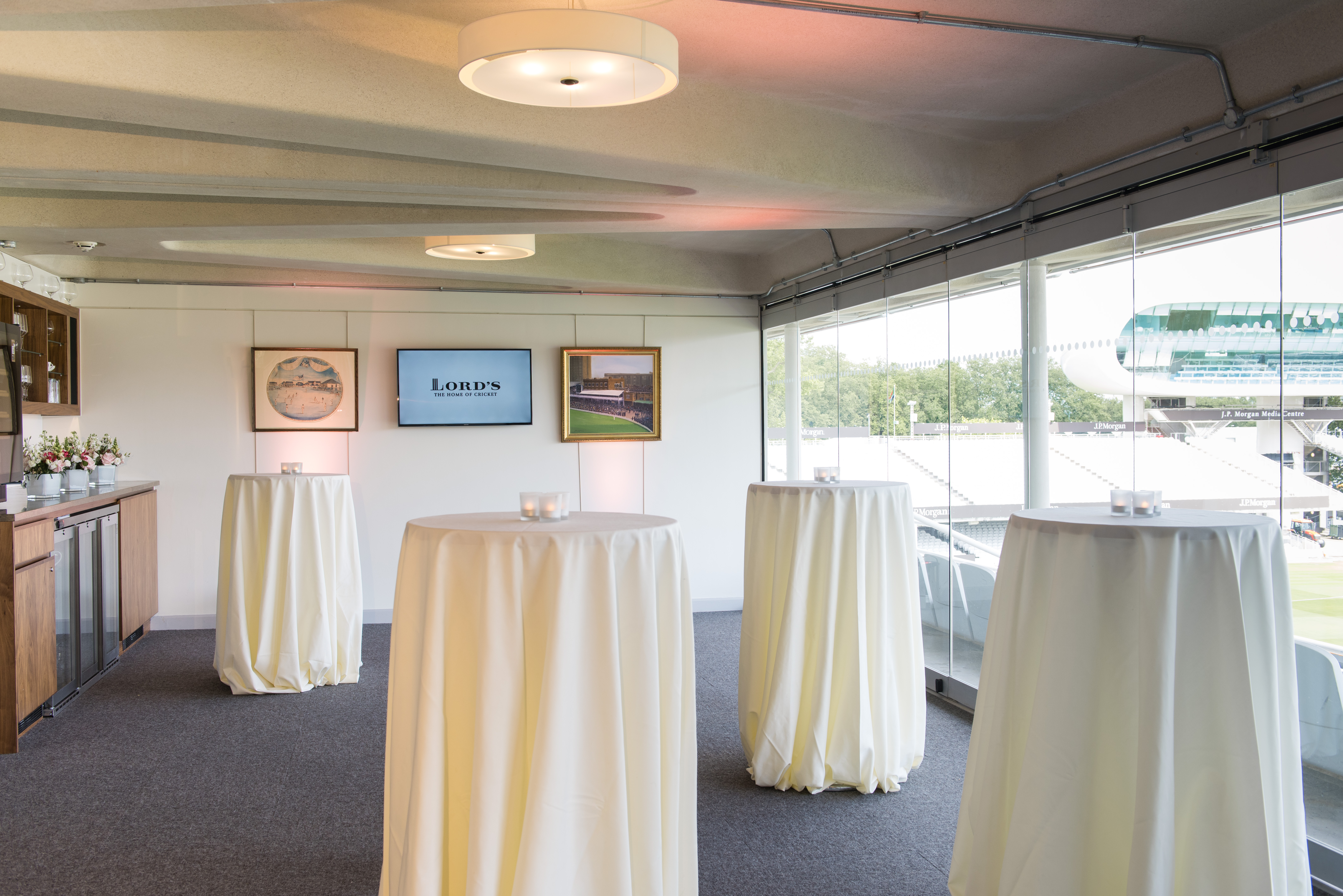 Modern President's Box at Lord's Cricket Ground for elegant networking events.