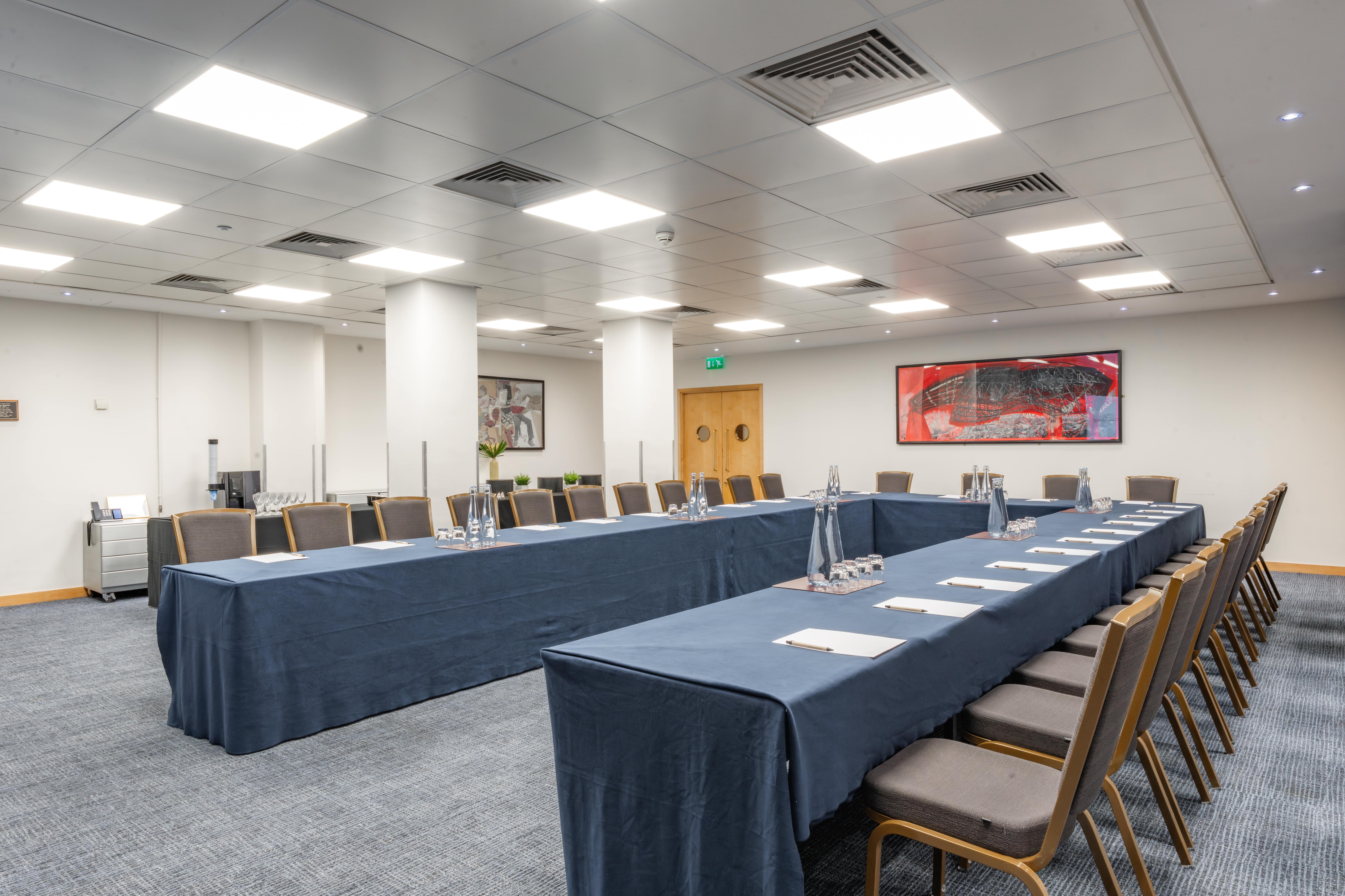 U-shaped boardroom meeting, professional event setup