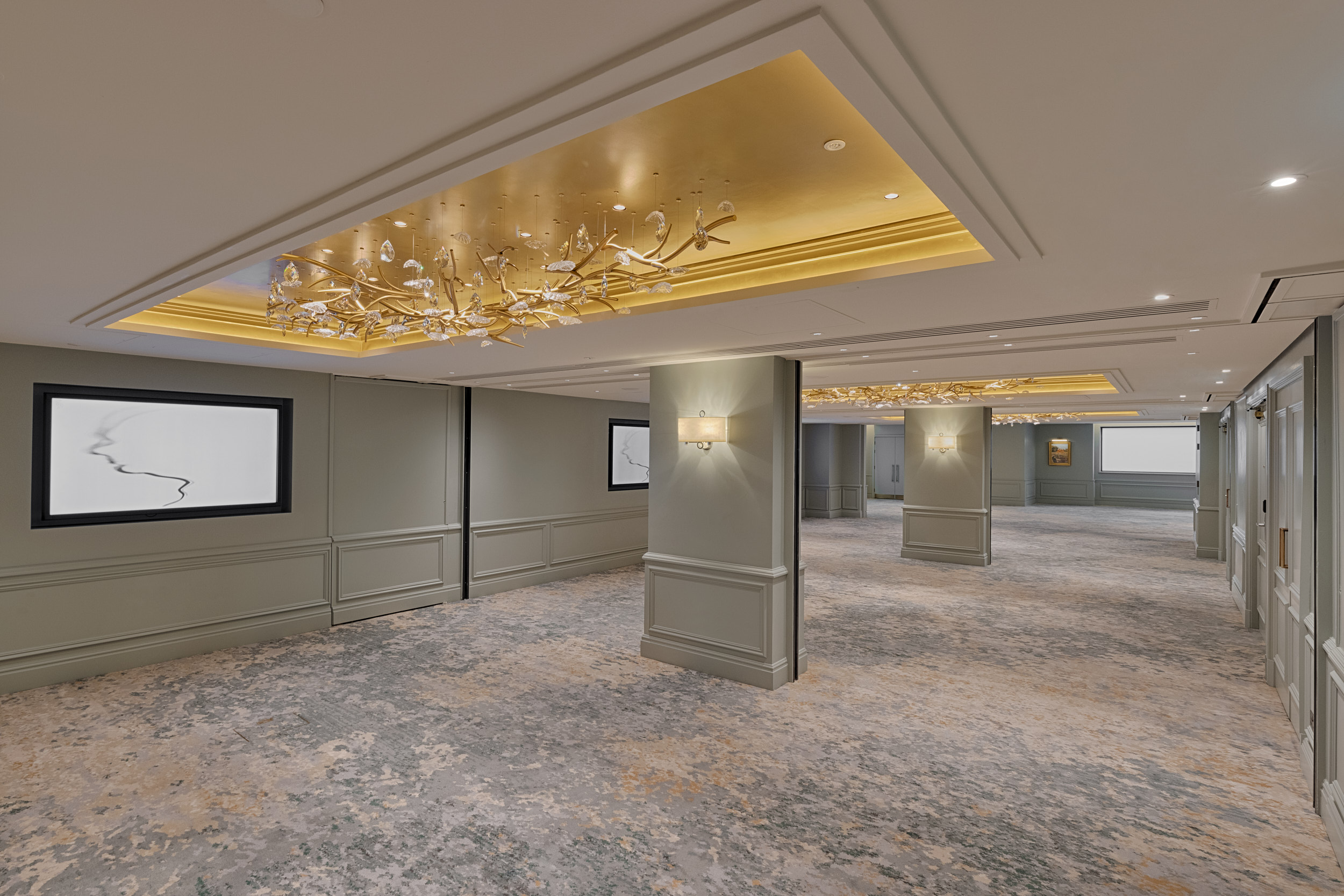 Elegant event space with stylish ceiling at Hyatt Regency London for conferences and receptions.