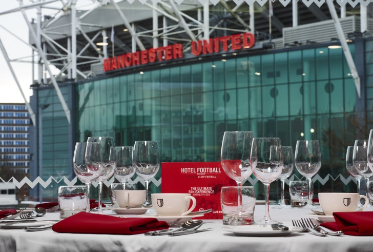 Elegant dining table at Hotel Football, near Manchester United stadium for premium events.