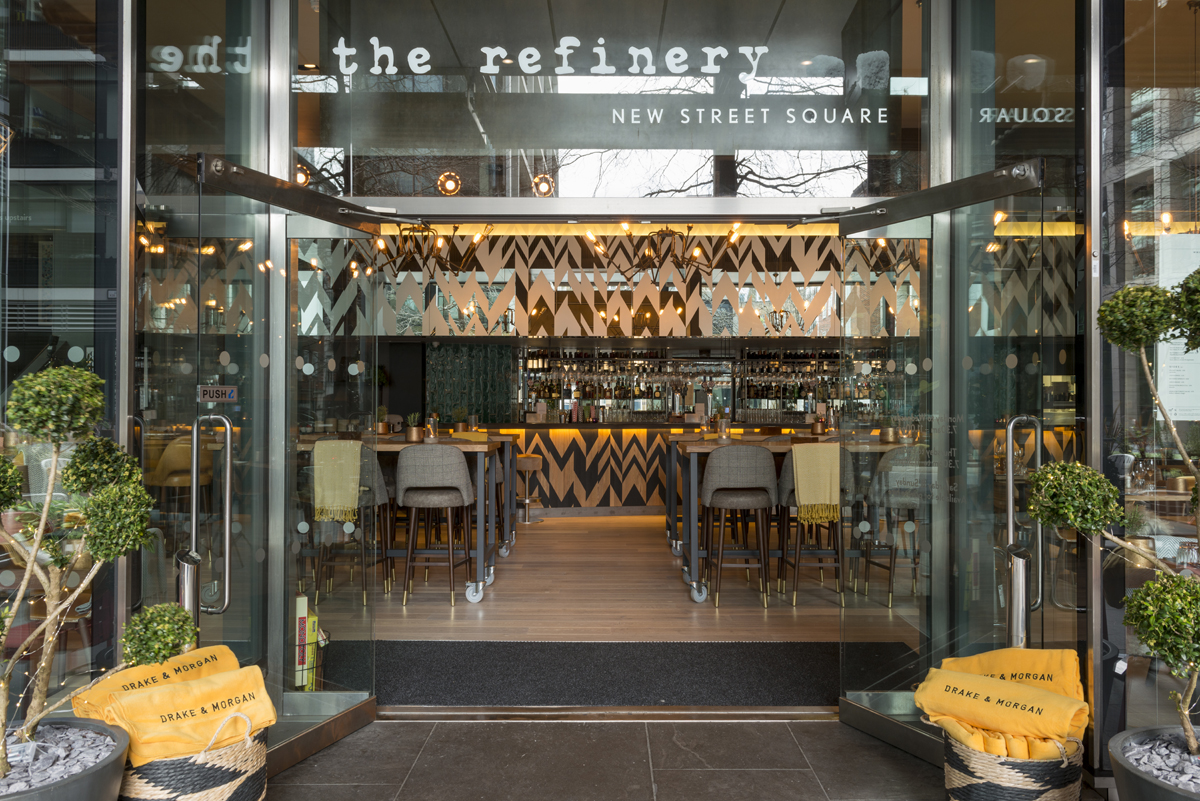 Modern venue entrance at The Refinery, ideal for meetings and events.