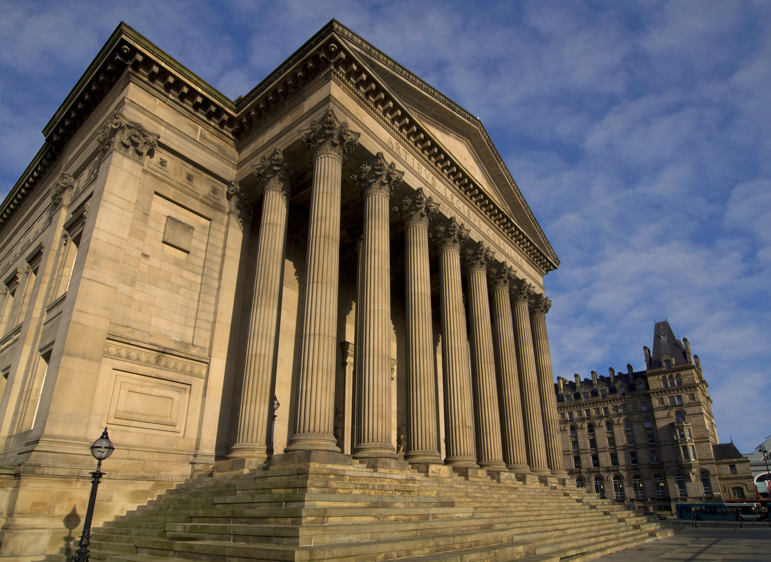 Grand columns of St George's Hall, ideal for prestigious events and conferences.