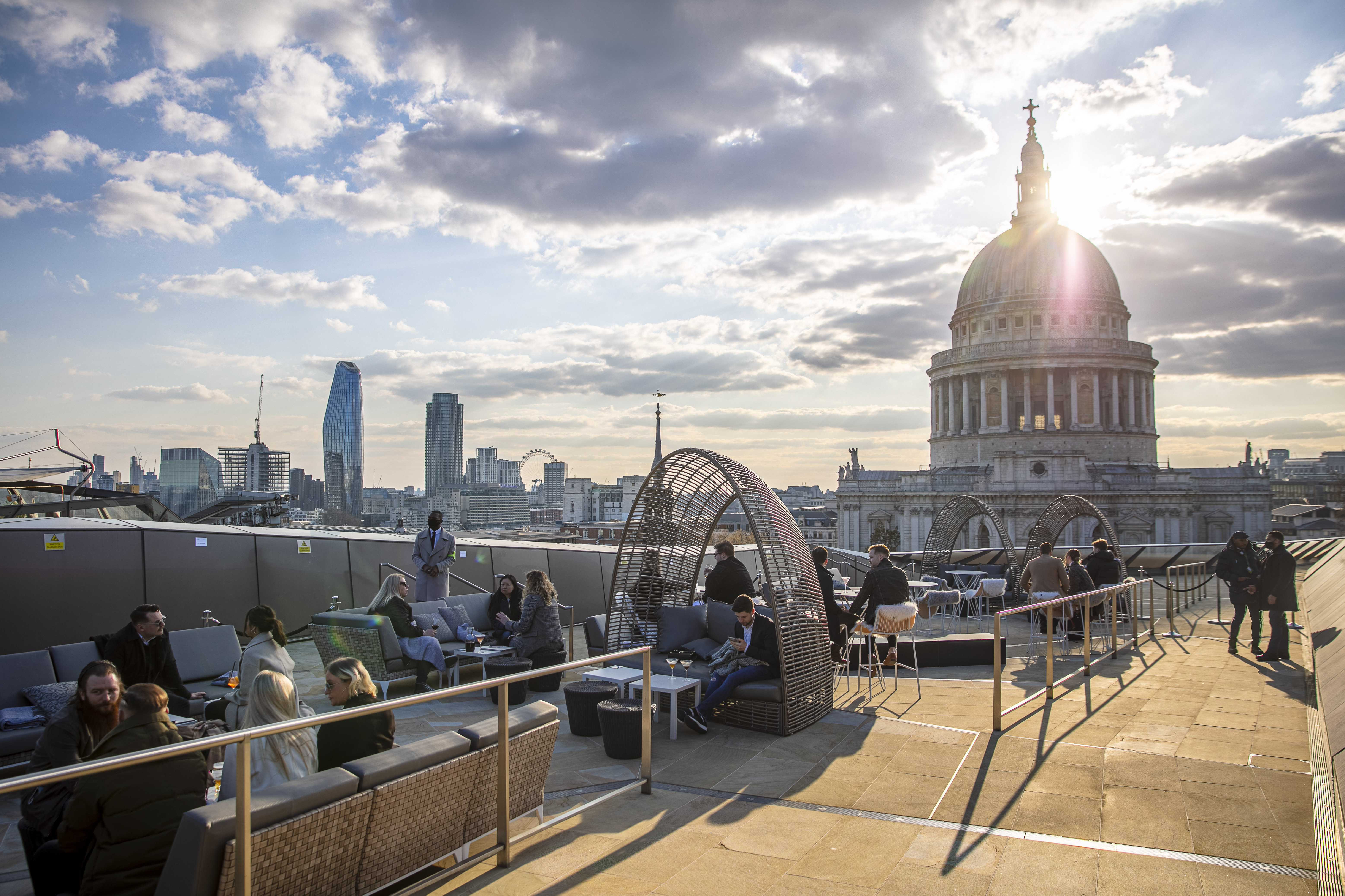 VIP Terrace rooftop venue with city skyline view, ideal for cocktail receptions and corporate events.