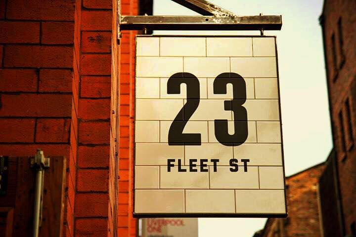 "23 Fleet Street venue sign for easy navigation at events and meetings."