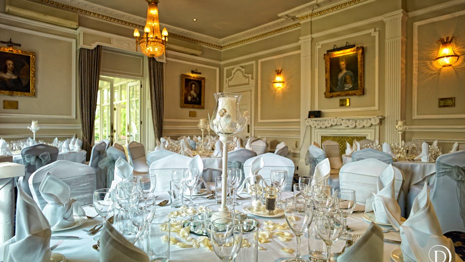 Elegant private dining area at West Lodge Park Hotel, perfect for weddings and corporate events.