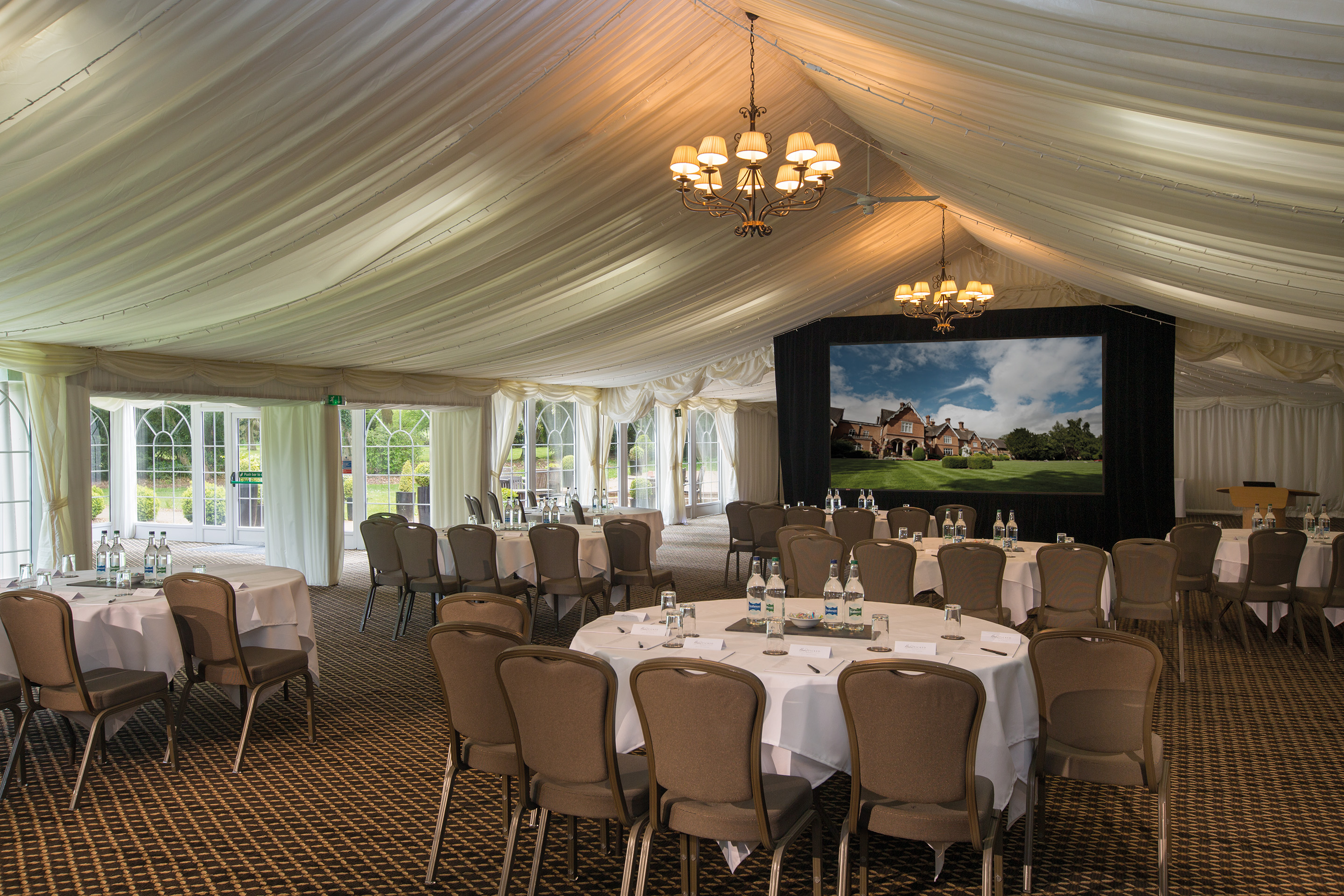 Garden Pavilion at Audleys Wood Hotel, elegant event space for corporate meetings and special events.
