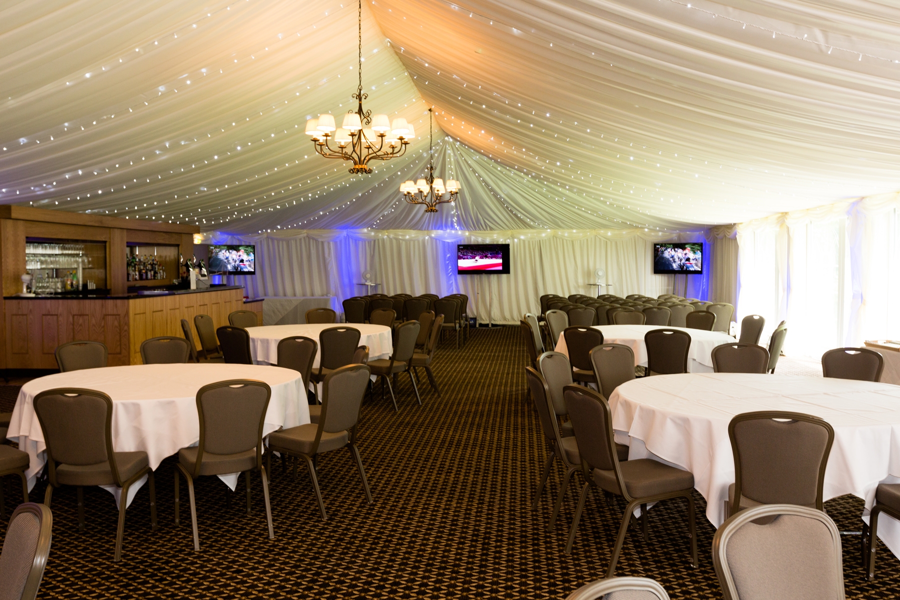 Garden Pavilion at Audleys Wood Hotel, elegant dining space for corporate events and celebrations.