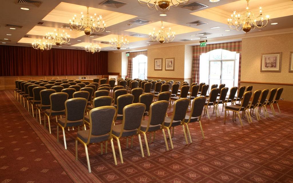 Ballroom at Norton House Hotel, elegant chandeliers for conferences and seminars.