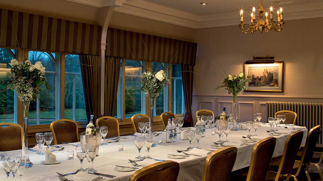 Elegant meeting room at Norton House Hotel, perfect for corporate events and dinners.