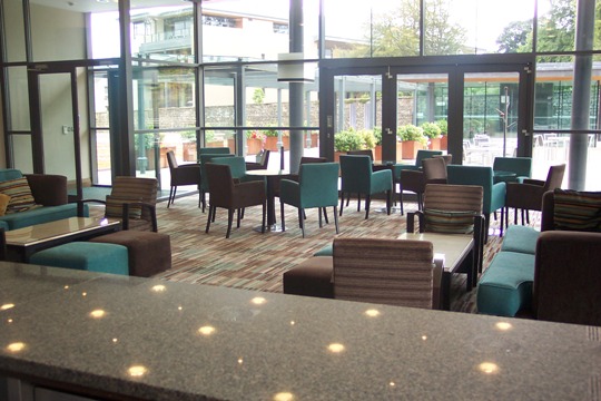 Modern meeting space at Norton House Hotel & Spa with natural light, ideal for events.