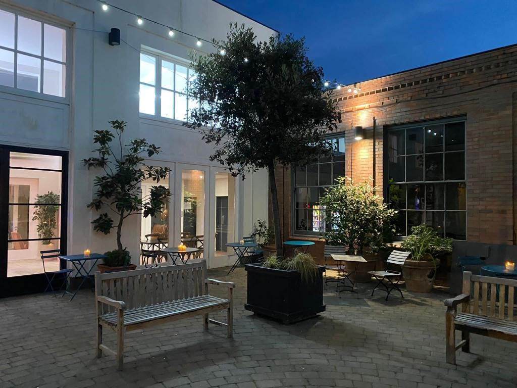 Charming outdoor venue at Fazeley Studios for intimate gatherings and networking events.