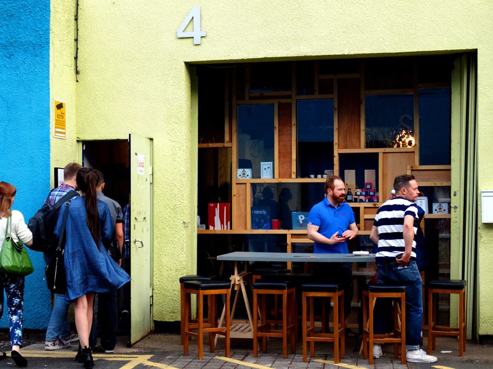 Vibrant Centrala Meeting room venue for casual networking events with colorful exterior.