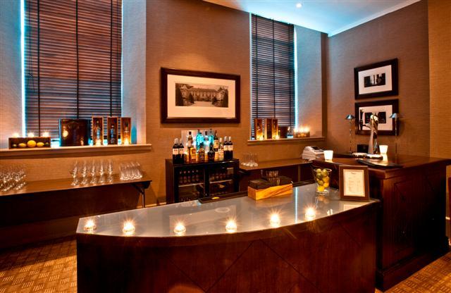 Chateau Lounge bar in Malmaison Leeds, modern setup for events and cocktail hours.