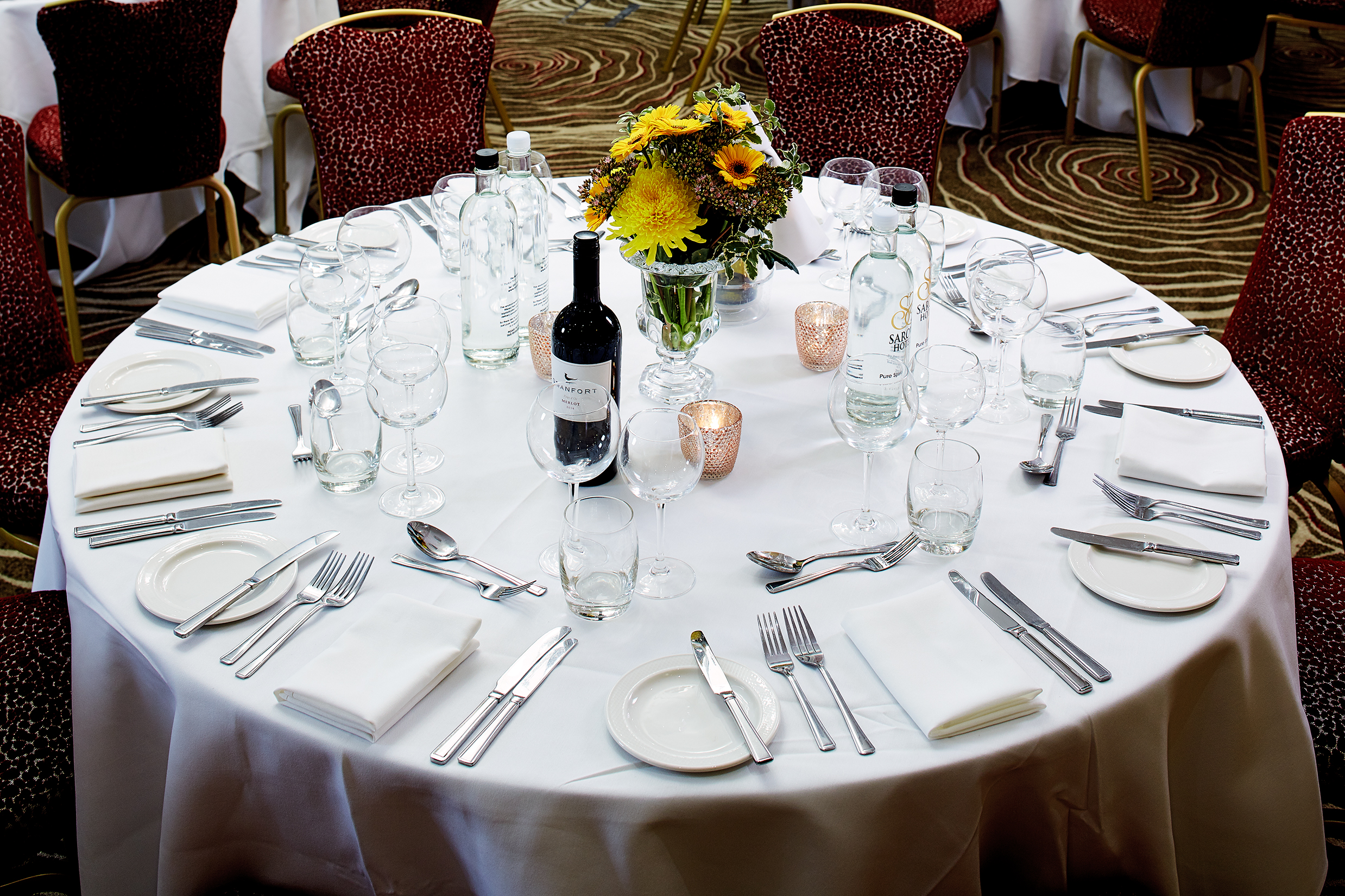 Elegant dining table setup in Edward Suite, perfect for formal events and banquets.
