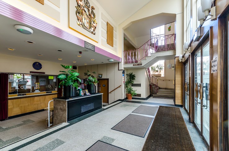Main Hall in Brierley Hill Civic Hall, spacious lobby for corporate events and gatherings.