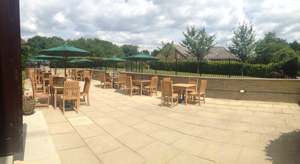 Fielden Suite outdoor space at Nutfield Priory, ideal for summer meetings and events.