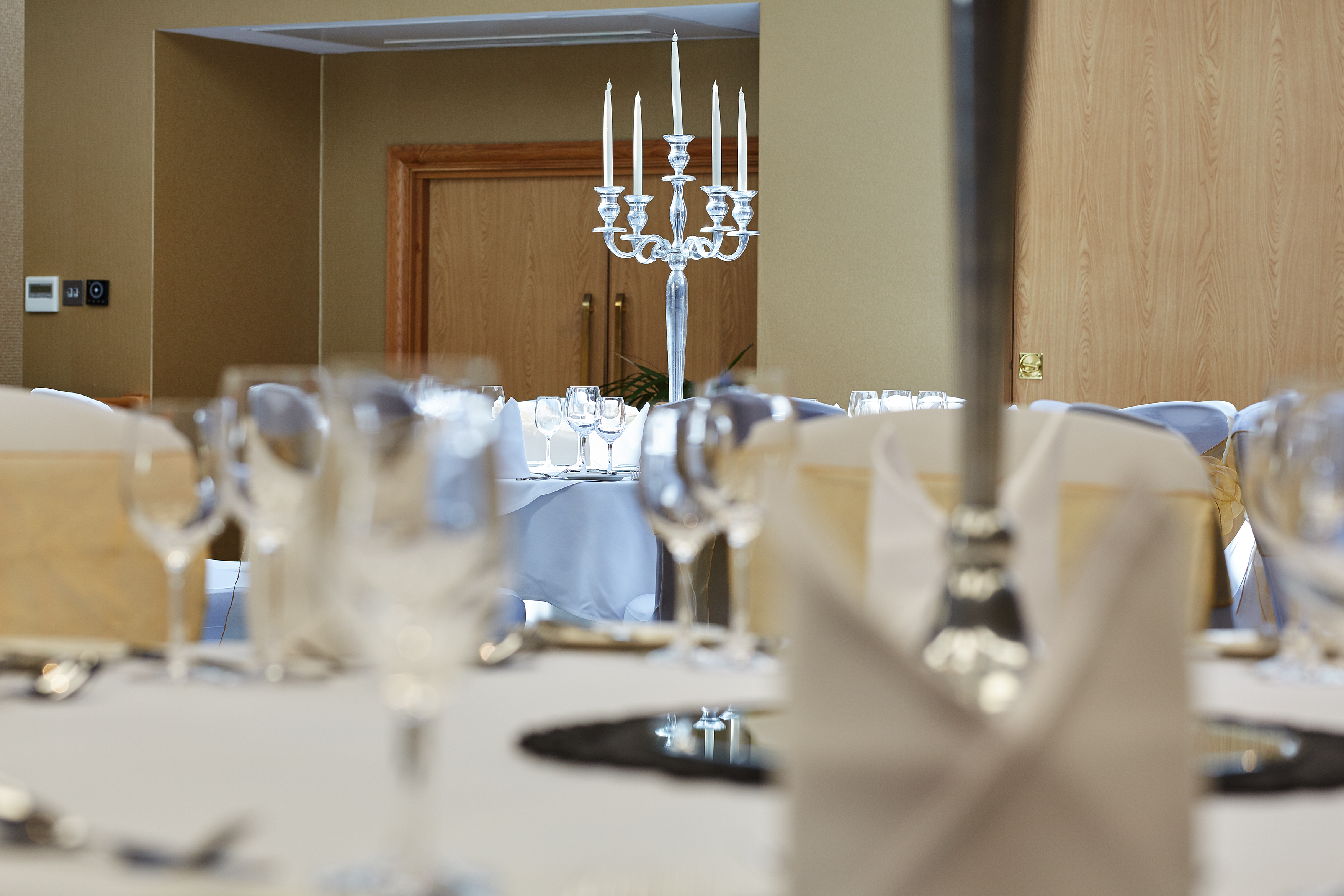 Elegant dining table in Buckingham Suite, The Bull Hotel for upscale events.