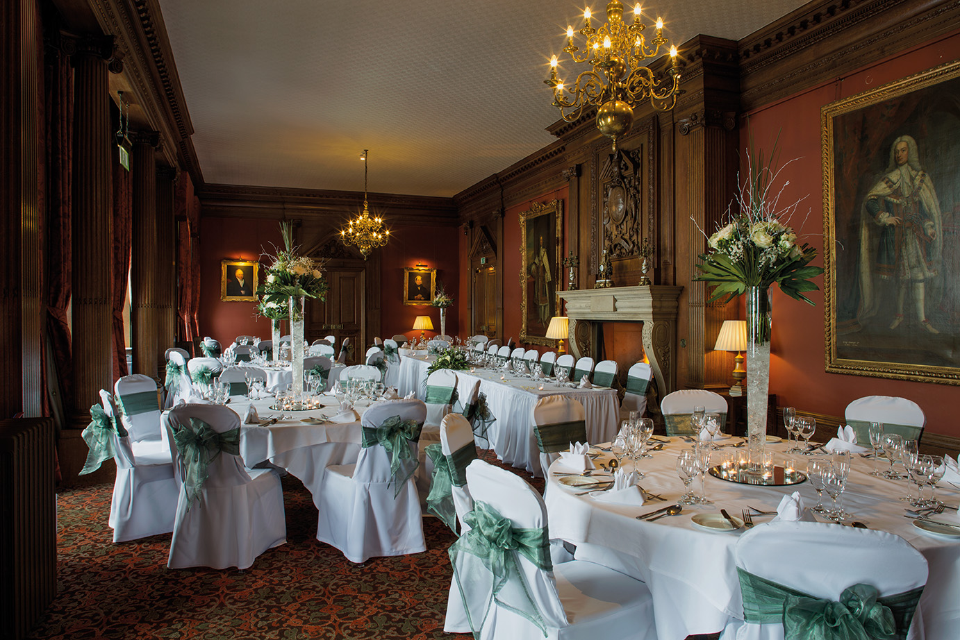 Elegant banquet room at Crathorne Hall Hotel, perfect for weddings and corporate events.