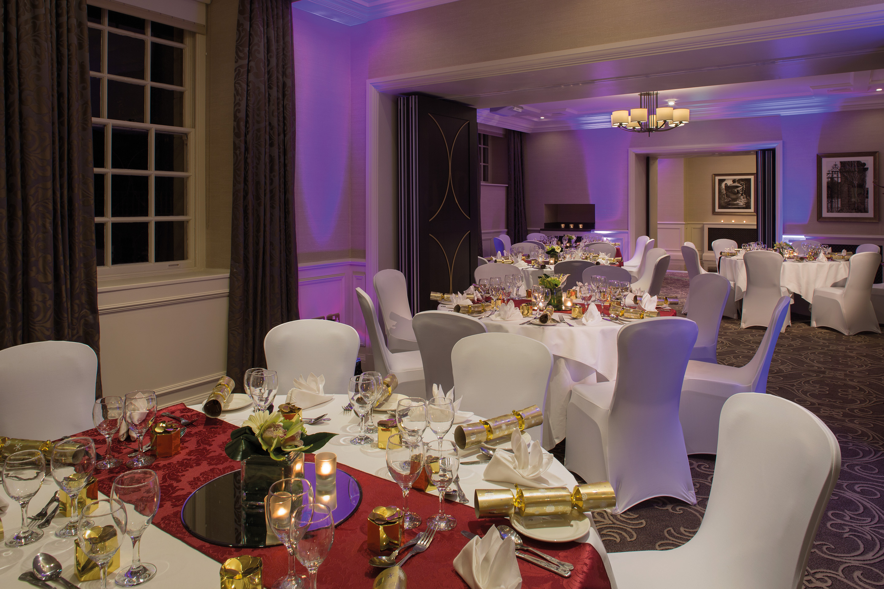 Elegant banquet room at Crathorne Hall, perfect for upscale events and celebrations.